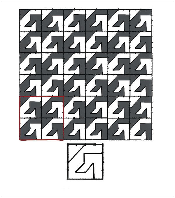 1 Choose a pattern (2×2 repeat above). Determine how many rows are required to wrap around the form seamlessly.