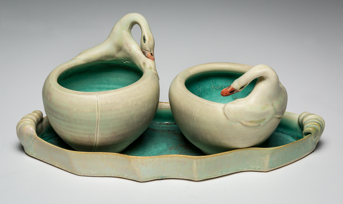 Swan Condiment Bowls on Tray