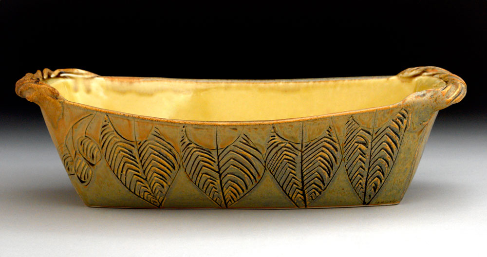 rectangle baking dish with leaf motifs